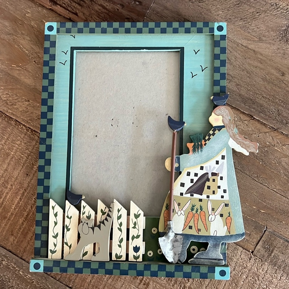 Williraye Studio Picture FRAME 4x6 Garden Girl and Cat Vintage